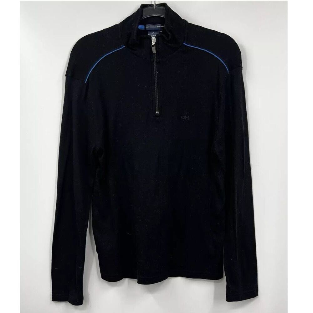 Daniel Hechter Paris‎ Sweater Mens Medium 1/4 Zip Cotton Mock Neck Black